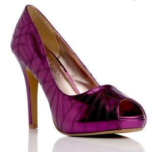 SHOEDAZZLE MIRA PURPLE METALLIC HEELS